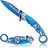 Vividstill Pocket Knife for Men, Cool Folding Knife With Titanium Plated 3D Eagle & Skull, Great Gift Edc Knife For Men Outdoor Survival Camping Hiking (Blue)