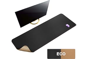 MAIDERN Cork & Leather Desk Pad, 55” x 23.6” Large XXL Desk Mat, Full Desk Mouse Pad, Reversible Desk Pad, Desk Pad Protector for Gaming Home Office (Black)