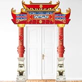 Chinese New Year Porch Banner 2026 Lunar New Year Door Decorations Chinese Spring Festival Themed Party Door Hanging Hibachi Japanese Backdrop for Years of The Horse Photo Booth Prop Outdoor Supplies