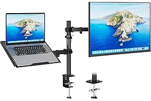 Redbat Monitor and Laptop Mount Stand, Fully Adjustable Monitor Arm with Vented Tray for 13" to 32" LCD Screens and Notebook 