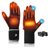 Heated Glove Liners for Men and Women, Rechargeable Battery Heated Glove Liners, Touchscreen Thin Flexible Winter Gloves, Fast Heating for Skiing Cycling, Arthritis and Raynaud’s Relief