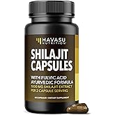 Shilajit Capsules for Men and Women - 1000mg Shilajit Extract (Standardized to 20% Fulvic Acid) - 60 Count - Shilajit Supplement Supports Heart, Immune & Healthy Aging - Vegan, Non-GMO - 30 Servings