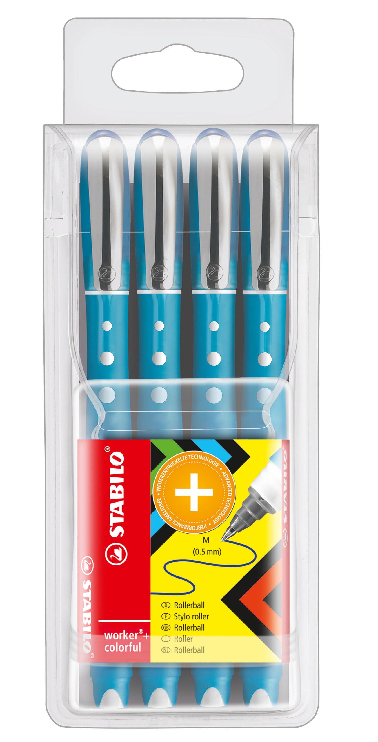 Rollerball - STABILO worker+ colorful - Wallet of 4 - Blue