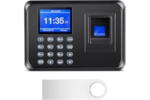 DISELERI Time Clocks for Employees Small Business, Clock in Machine for Employees with 2.4 inch TFT LCD Screen, USB Download Data, Fingerprint Time Clock with 1000 Fingerprints (with 8G U-Disk)