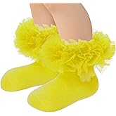 Zando Toddler Ruffle Socks for Girls 1-10 Years - Cotton Tutu Socks with Puffly Lace Frilly Edge Cute for Photos
