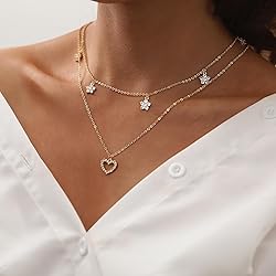 WFYOU Gold Heart Necklace for Women Dainty Tiny 14k