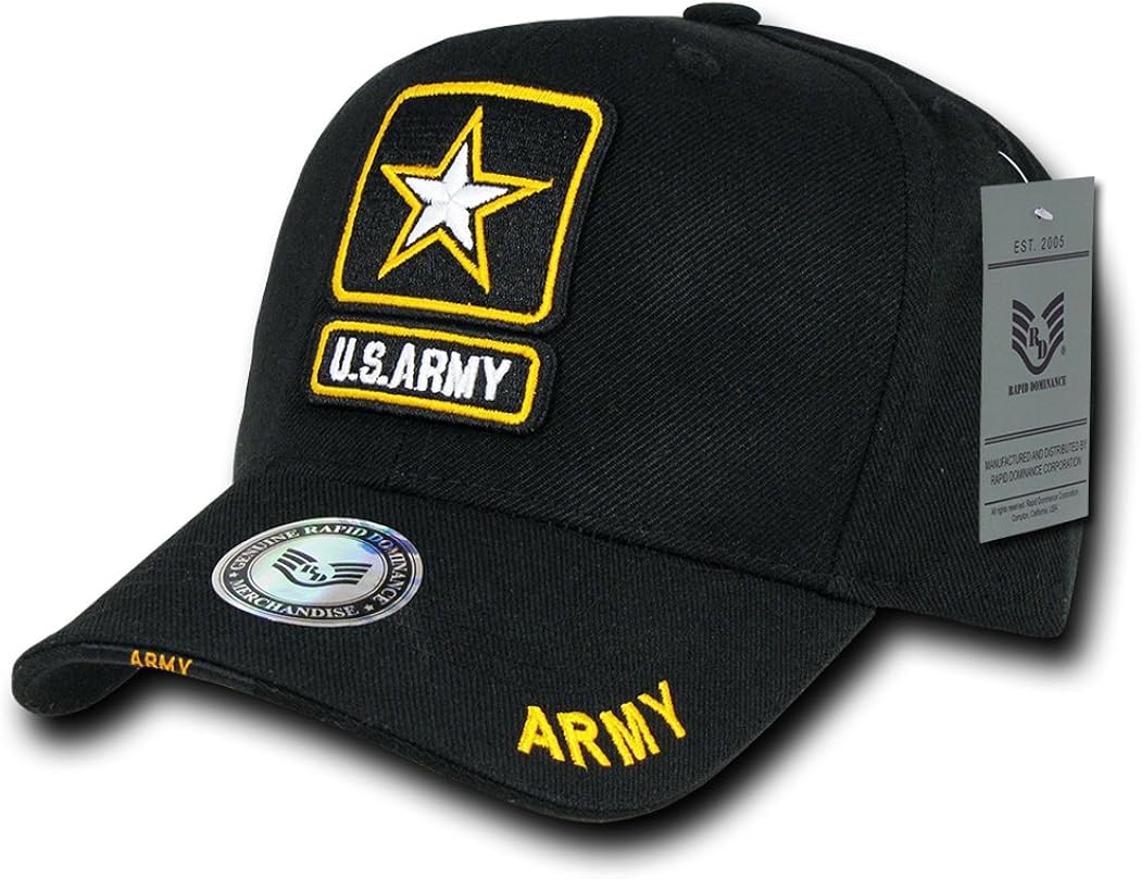 Amazon.com: Rapid Dominance Black Us Army Star Cap ...