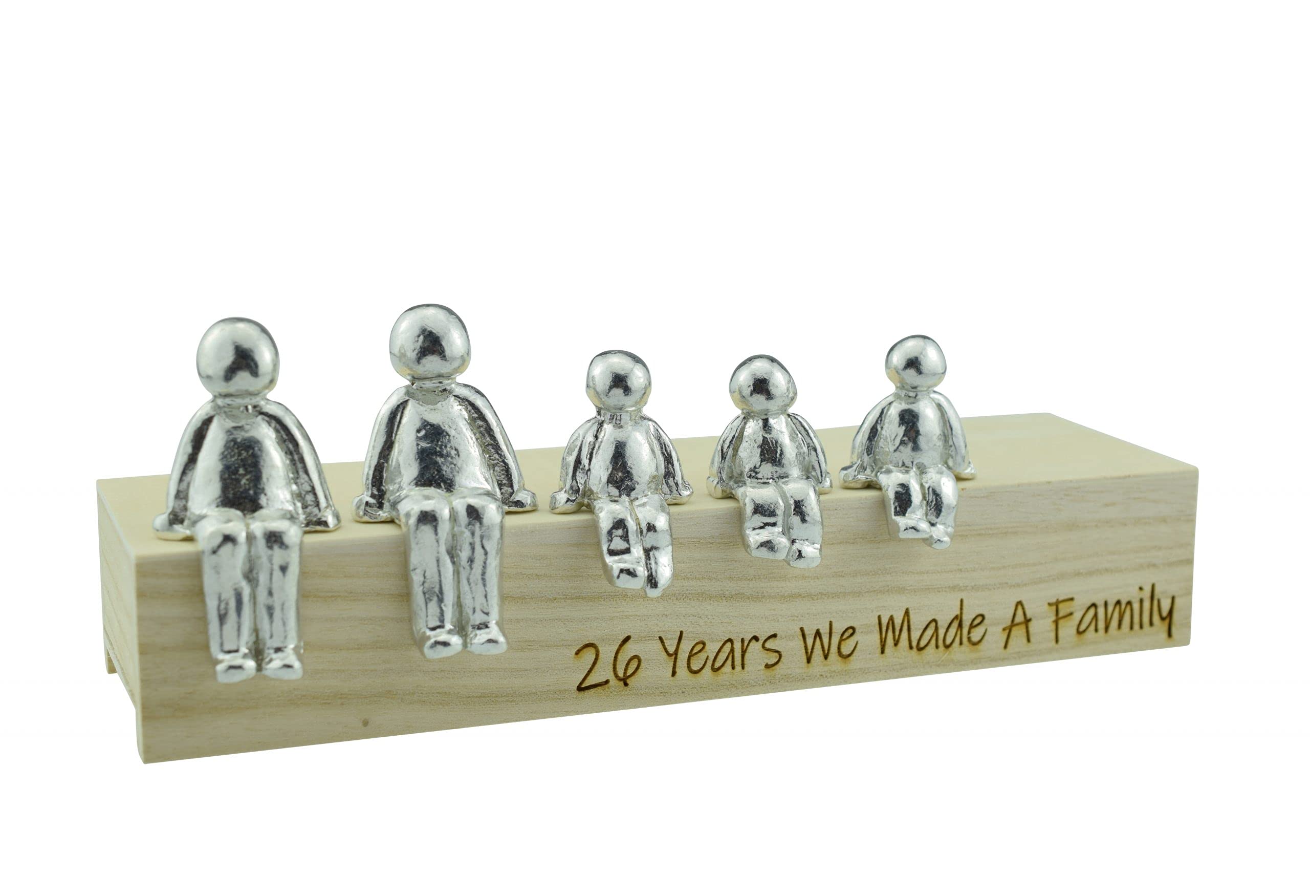 Pirantin 26th Anniversary Idea - 26 Years We Made A Family Metal Ornament - Choose Your Family Combination Box & Woodgrain May Vary(3 Children)