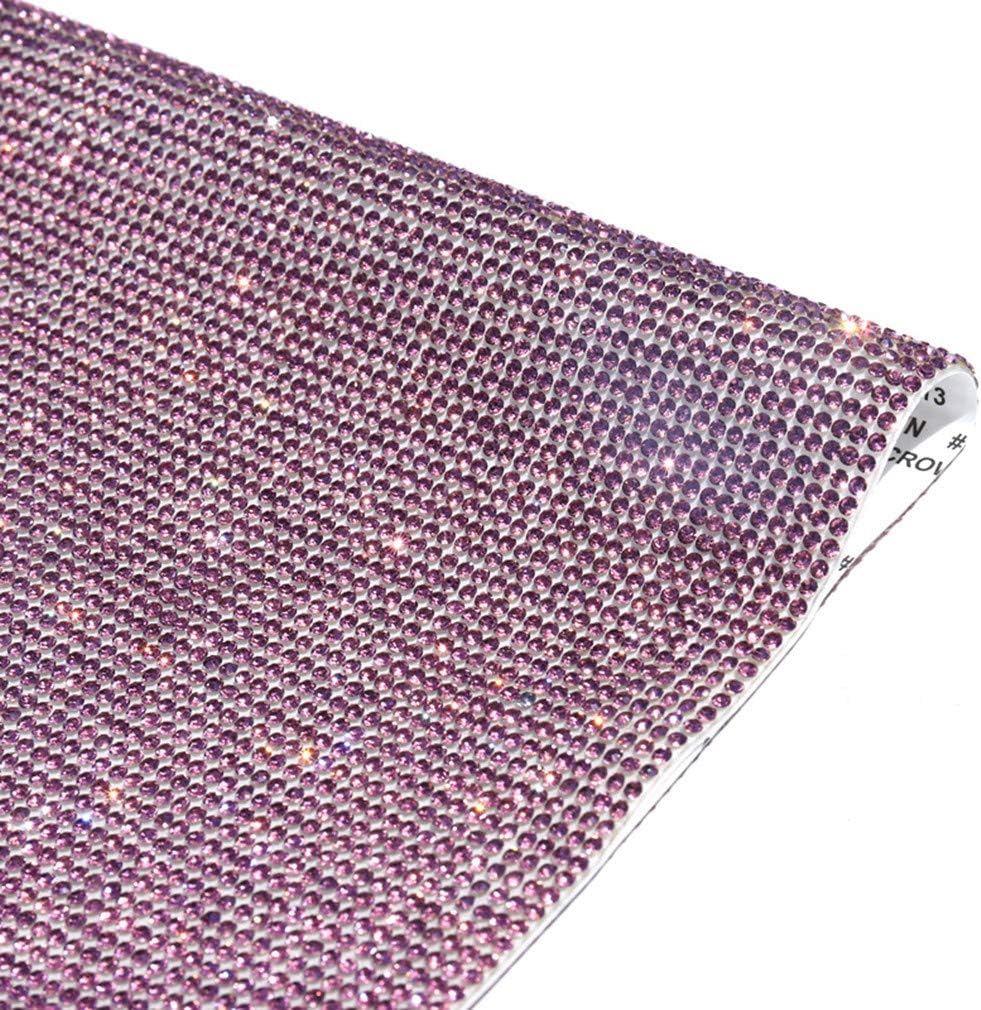 DXDECOR 9.4in X 15.7in Bling Crystal Rhinestone DIY Decoration Sticker,Self Adhesive Crystal Sheet with 2mm Rhinestones (Light Purple)