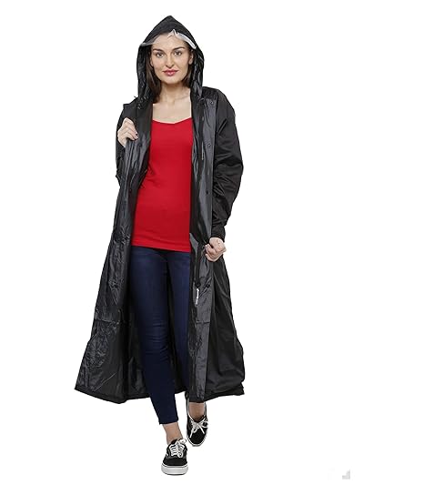 ladies long raincoat with hood