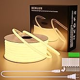 BENLUN AC 110V COB LED Strip Lights 98.4ft, 3000K Warm White LED Rope Light Outdoor Waterproof, 10W/M CRI 90+ Flexible Cuttable, for Bedroom, Living Room, Garden, Commercial, House