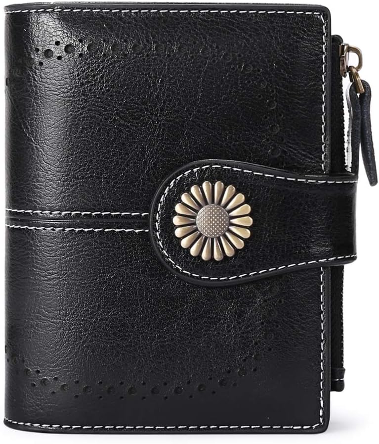 SENDEFN Bifold Purse Card Holder Wallet Genuine Leather RFID Blocking Wallet for Women with 16 Card Slots