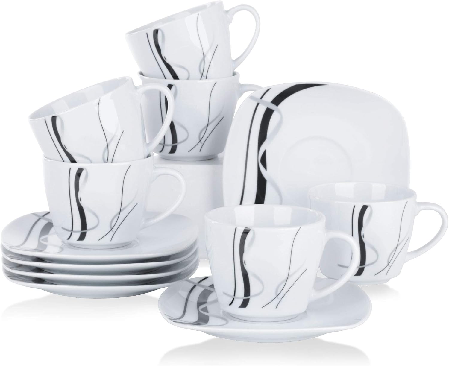 VEWEET Porzellan 6 Kaffeetassen mit 6 Untertassen 'Fiona' 12-teilig Set | Füllmenge 220 ml | Ergänzung zum Tafelservice 'Fiona' | Kaffeeservice Set für 6 Personen: Amazon.de: Küche & Haushalt - Kaffeeservice