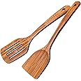 Wooden Spatulas for Cooking Non-Stick Kitchen Pan Toolset 2 PCS Set, Natural Teak Kitchen Utensils,Smooth Finish Utensils Fried Spatula,Turner Non-Stick Wooden Cooking Utensils
