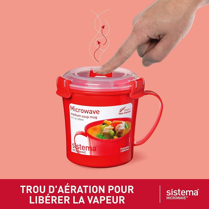 Microwave Mugs à Soupe de Cuisson Micro-Ondes, 656 mL, Lot de 3