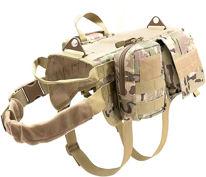 Emily Pets Dog Tactical Service Harness Training Molle Vest Adjustable