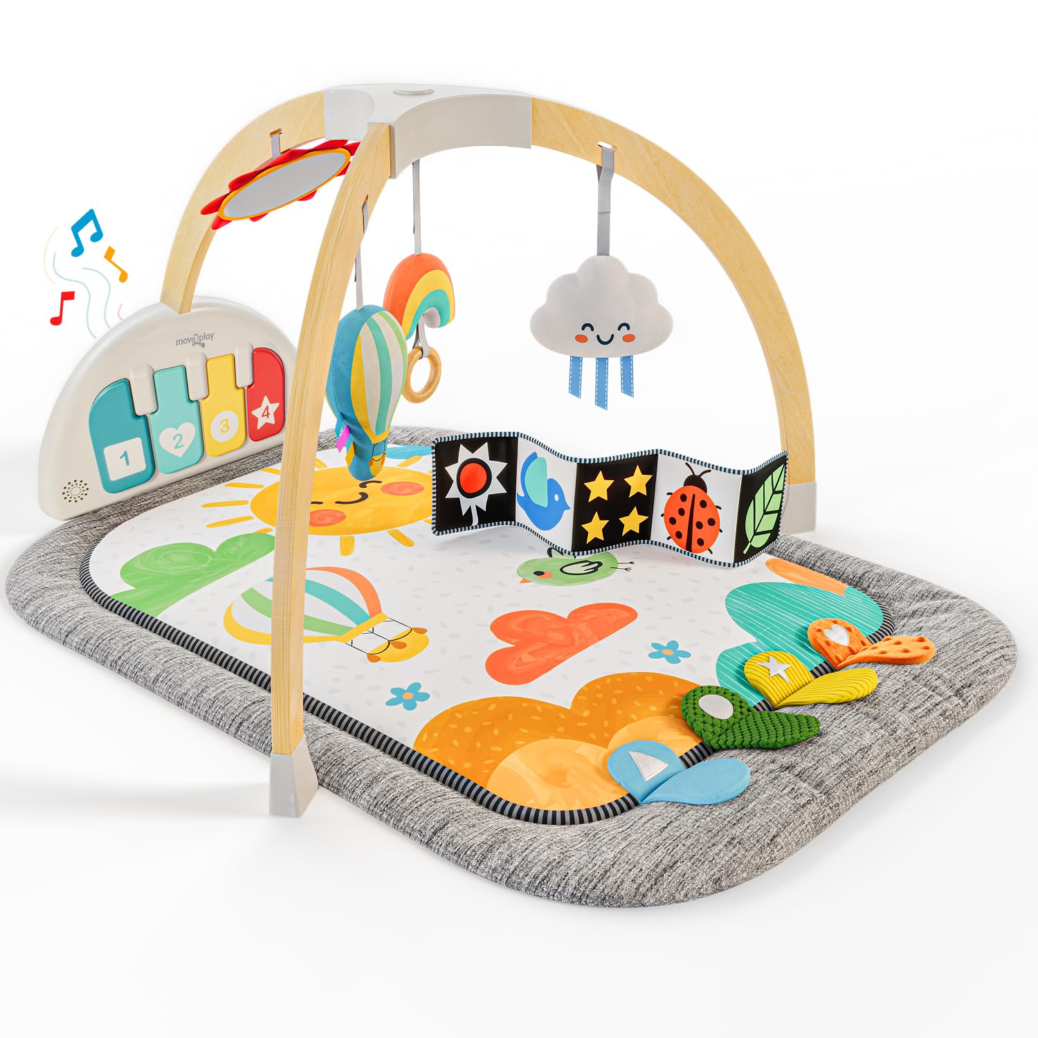 Photo 1 of **MISSING PARTS/check clerk comments**
Move2Play, Montessori Inspired Wooden Kick & Play Baby Gym | Musical Piano | Thick + Soft Floor Mat | Tummy Time Activity Center | Play Mat for Newborns & Infants | Toys for Ages 0-6+ Months