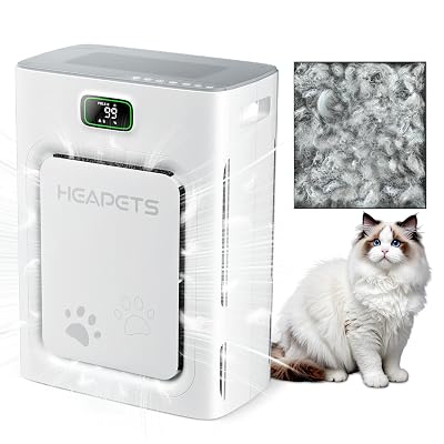 Pet Air Purifier for Home Large Room 2500 sq ft, H13 HEPA Washable Double-Sided Filter,Air Cleaner for Pet Hair Dander Odor Allergies Pollutant Smoke Dust,PM2.5 Air Quality Monitor,Auto Mode,P358 Grey