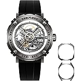 CIGA Design Automatic/Manual Mechanical Watch Magician Series Stainless Steel/Titanium Detachable Case Sapphire Crystal Fluororubber Strap Watches for Men and Women with 3 Shapes Case