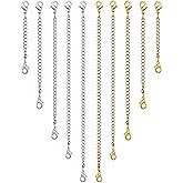 OHINGLT Necklace Extender 10Pcs Chain Extenders for Necklaces Bracelet, 14K Gold and Silver Plated Stainless Steel Extension Chain for Women Jewelry Making