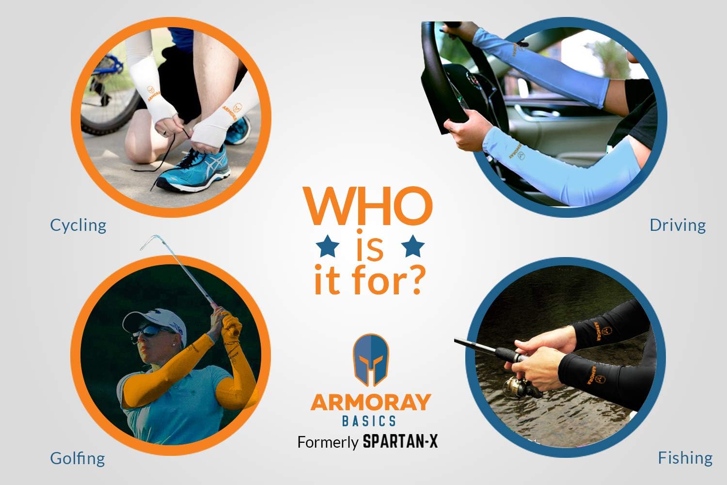 ARMORAY Arm Sleeves for Men or Women Basketball Golf Running Football Cycling (White+Gray 2 Pair) : Sports & Outdoors