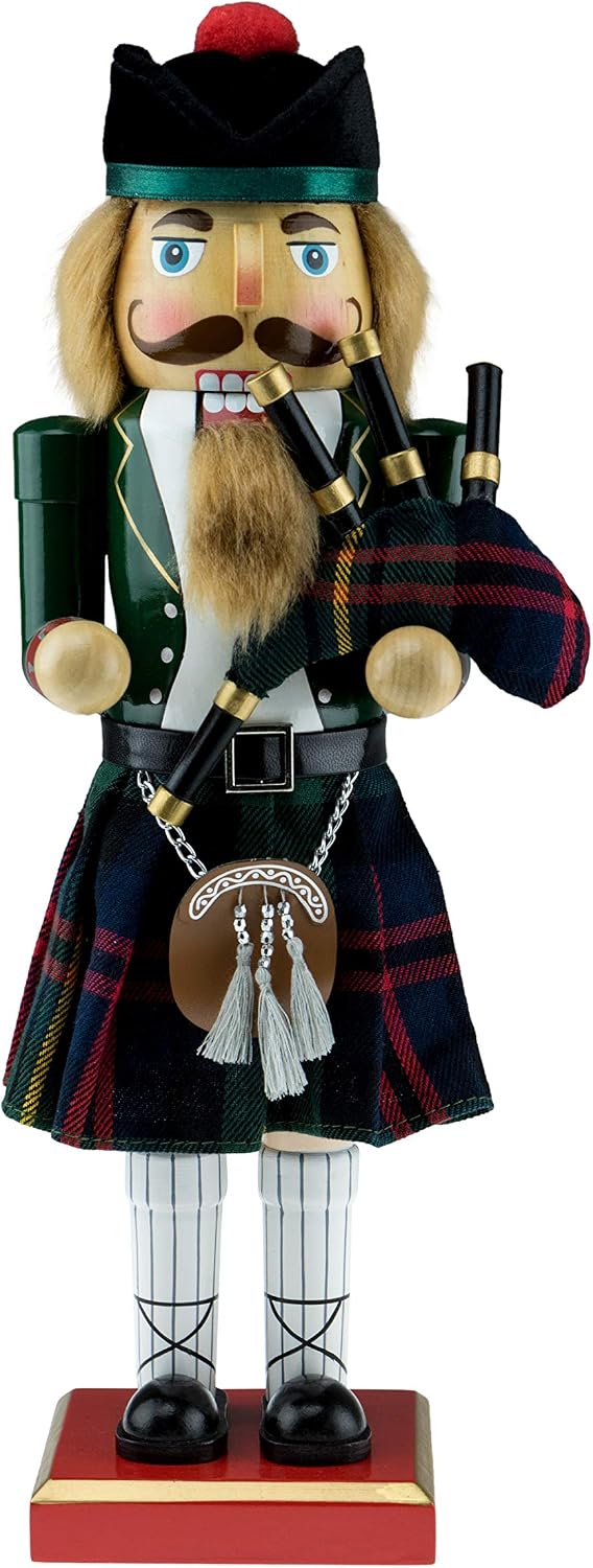 Clever Creations Traditional Scottish with Coat Wooden Nutcracker Decoration Premium Festive Christmas Decor | 14" Tall Perfect for Shelves & Tables