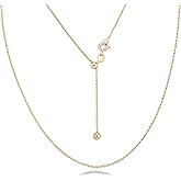 Miabella Italian 925 Sterling Silver, 18K Gold Plated 925 Sterling Silver 1.3mm Adjustable Diamond Cut Thin Bolo Cable Chain Necklace for Women, Slider Chain 14-24 Inch Made in Italy