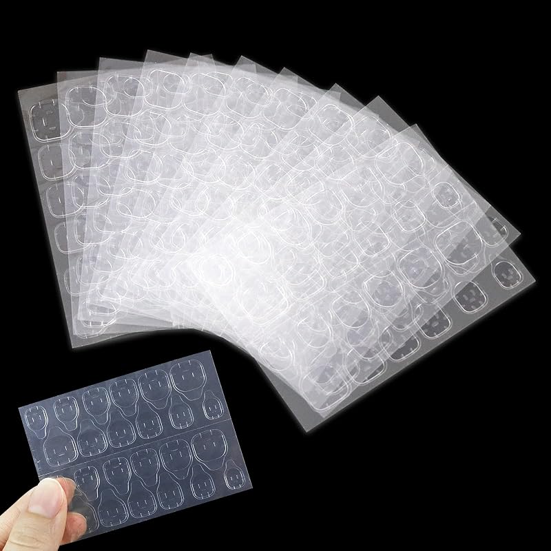 Sularpek False Nails Stickers 240 Pcs Double-Sided Transparent Nail Tabs 10