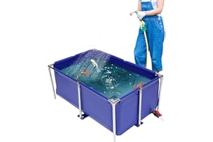 DEROANKE Canvas Fish Pond, Canvas Small Above Ground Pond, Foldable Water Storage Pond, Portable Koi Breeding Pond with Stainless Steel Tubes and Drain Valve, Large Aquaculture Pool, Koi Pond, Goldfish Tan