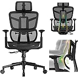 Ergonomic Office Chair, High Back Mesh Desk Chair with Liftable Backrest Armrest, 3D Adjustable Lumbar Support Headrest Compu