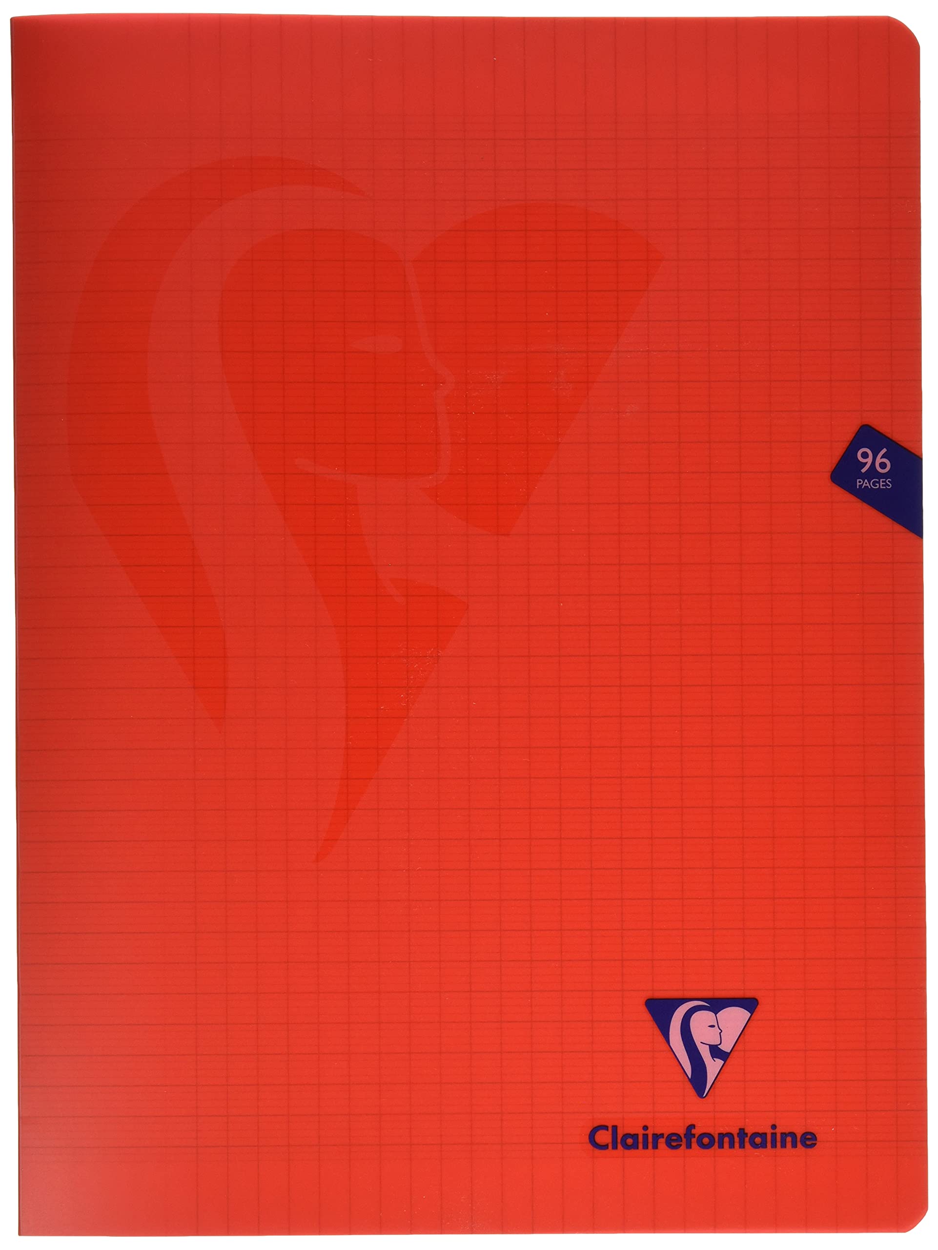 Clairefontaine 333361C - One Red Mimesys Stapled Notebook - Dimensions: 24 cm x 32 cm - 96 Pages Seyes Ruled - 90 g White Vellum Paper - Polypro Cover