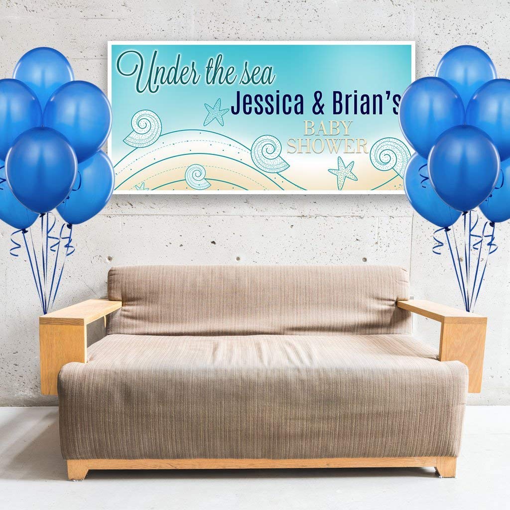 Under The Sea Baby Shower Banner Personalized Party Backdrop Decoration