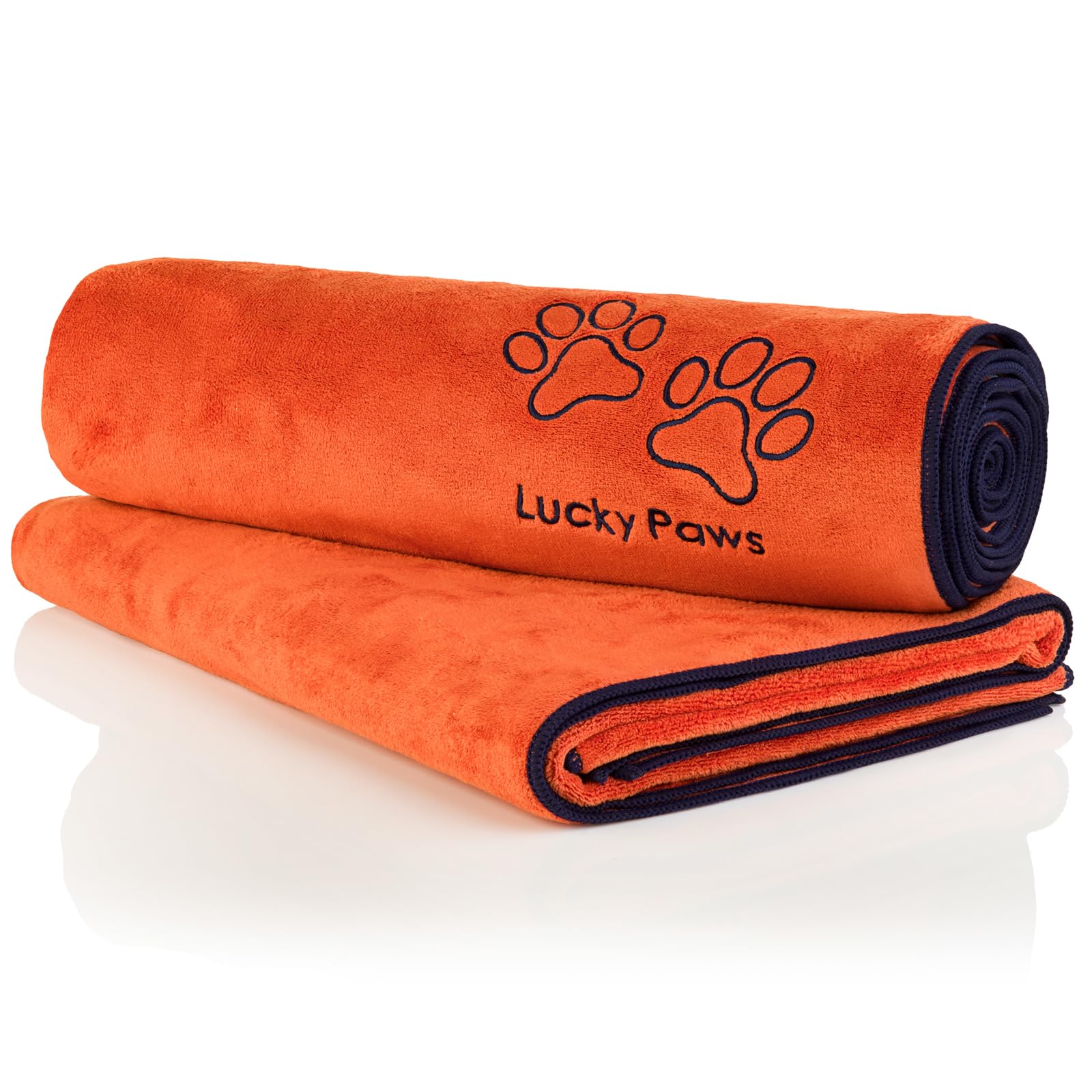 Lucky Paws® UK Dog Towel – Extra Large 140x70cm – Super Absorbent, Luxuriously Soft & Fast Drying Microfibre Towel – Premium Dog Towels for Drying Dogs (Pack of 2, Amber)