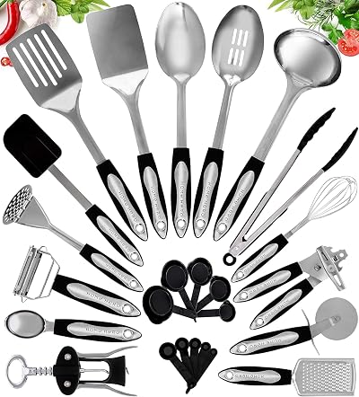 Home Hero Kitchen Utensils Set 41-Piece Stainless Steel Silicone Non-Stick