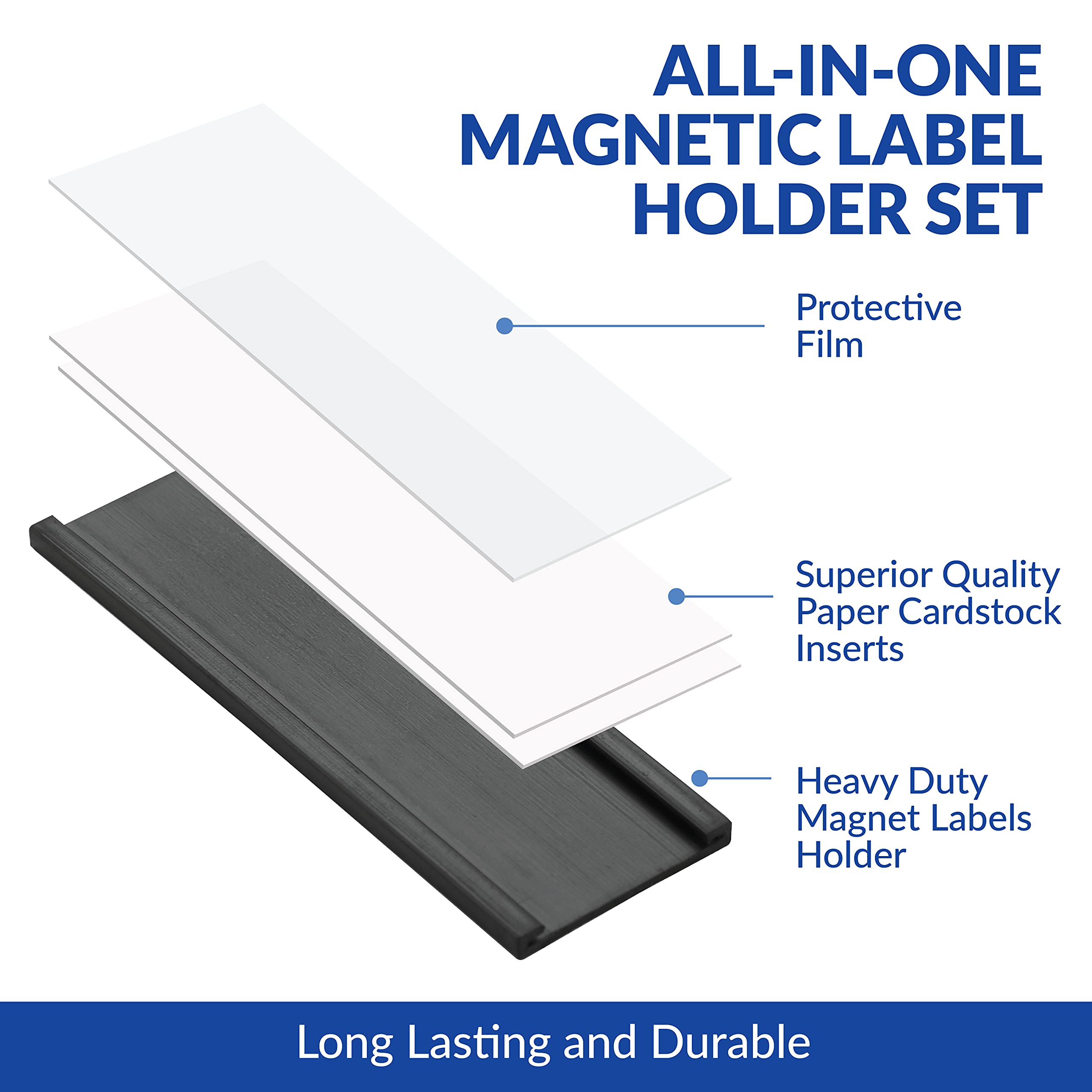 50 Pack "C" Channel Label Holders 1x3 with 100 White Card