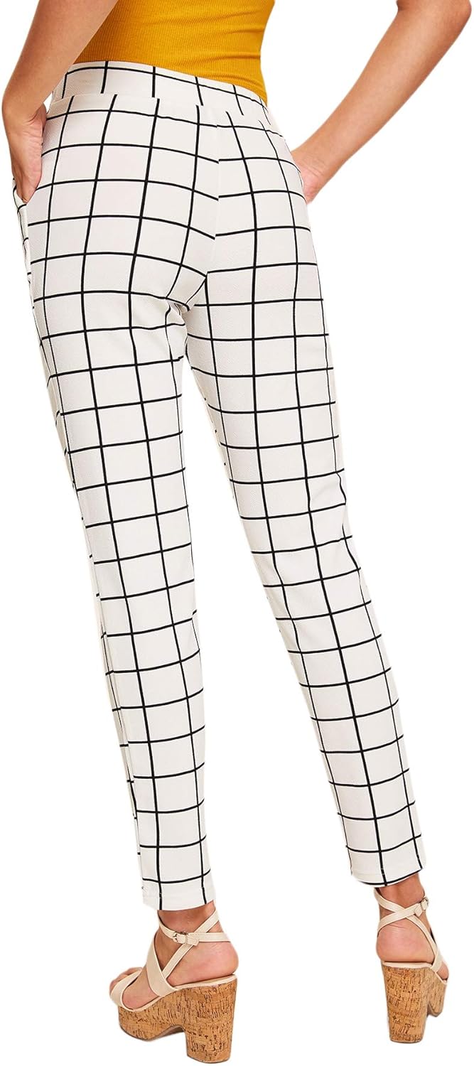 SweatyRocks Women's Casual High Waist Skinny Leggings Stretchy Work Pants at  Women’s Clothing store