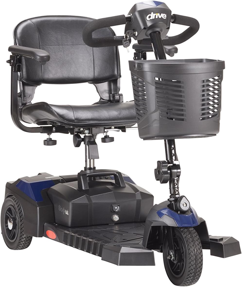 Drive Medical Spitfire Scout 3 Compact Travel Scooter, 3-wheel, Red/Blue: Health & Personal Care