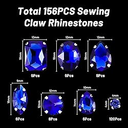 156 Pieces Sew on Rhinestones Claw Flatback Crystal