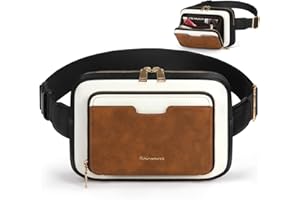 RAINSMORE Fanny Packs for Women, Leather Everywhere Belt Bag Adjustable Vintage Crossbody Bag for Women Multi-Pocket Waist Ba