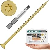 Deck Screws 4 Inch, Wood Screws #10x4, 40 PCS 1lb, Rust Resistant Exterior Epoxy Coated Outdoor Decking Screws, Torx/Star Drive Head Deck Screw, T25 Star Bit Included, Tan by EASTPUK