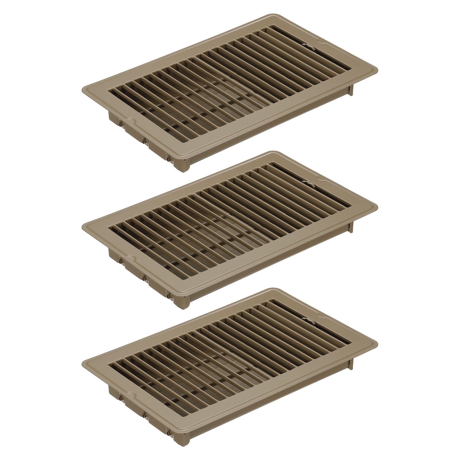 PATIKIL 10 x 6 Inch Floor Register, 3pcs Heavy Duty Air Vent Cover Steel Adjustable Decor Vents Easy Adjust Floor Grates for Sidewall Home Office, Brown