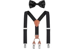 WELROG Kids Toddler Suspenders and Bowtie Set for Boys Girls and Baby Birthday Photography (3 Sizes)