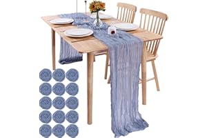SAJOO Dusty Blue Cheesecloth Table Runner Gauze Table Runner 15 PC 10FT Boho Rustic Sheer Cheese Cloth Table Runner Bulk 120 Inch for Wedding Baby Bridal Shower Birthday Party Table Decorations