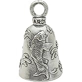 Guardian Bell Japanese Koi Good Luck Bell w/Keyring & Black Velvet Gift Bag | Motorcycle Bell | Lead-Free Pewter | Made in USA