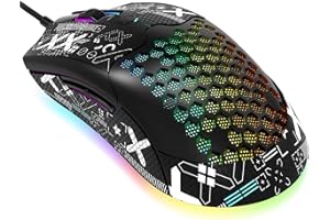 ZIYOU LANG M5 RGB Lightweight Wired Gaming Mouse with 12000 DPI 6 Programmed Buttons,65G Honeycomb Shell,Ultralight Ultraweav