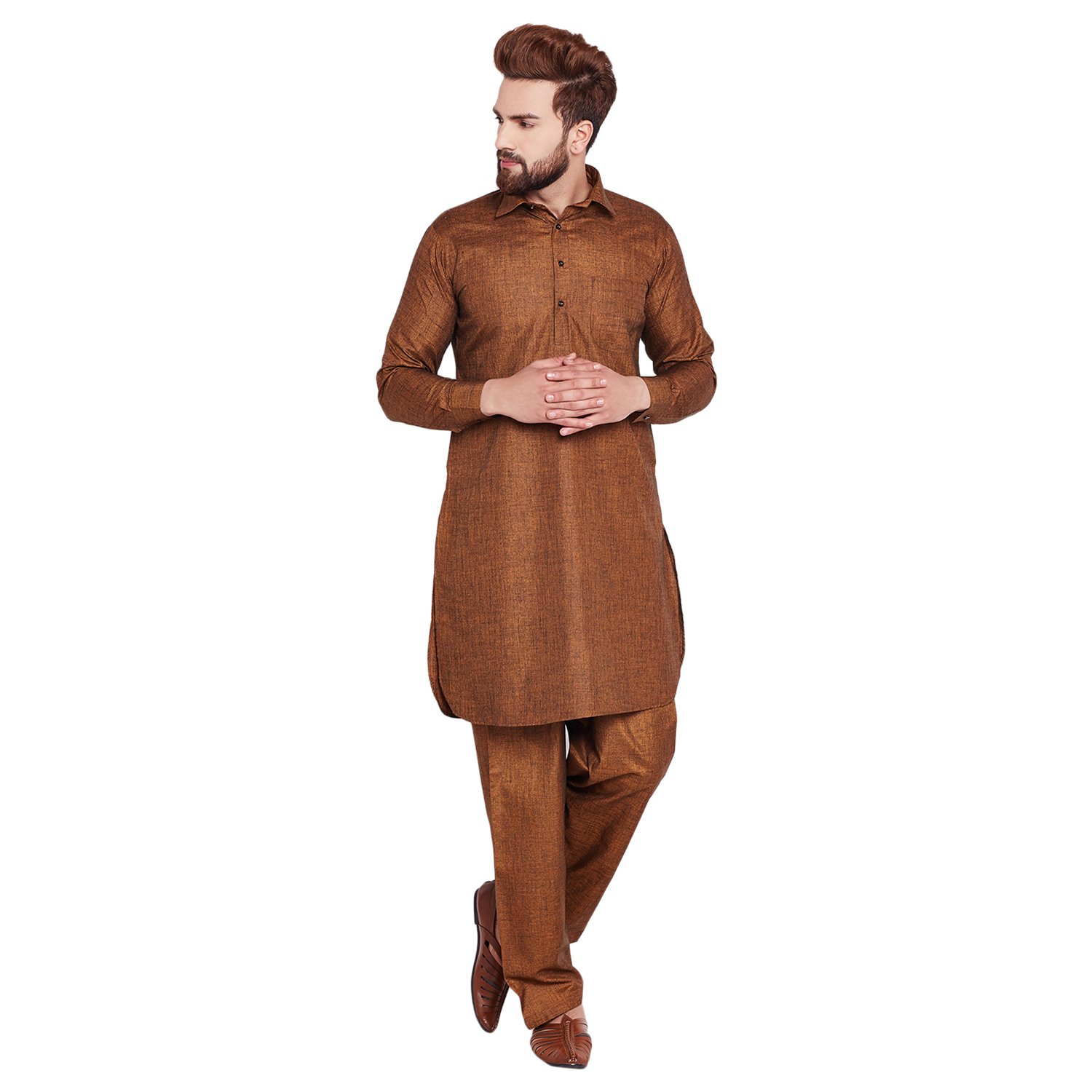sojanya (since 1958) men's copper cooton blend pathani kurta salwar