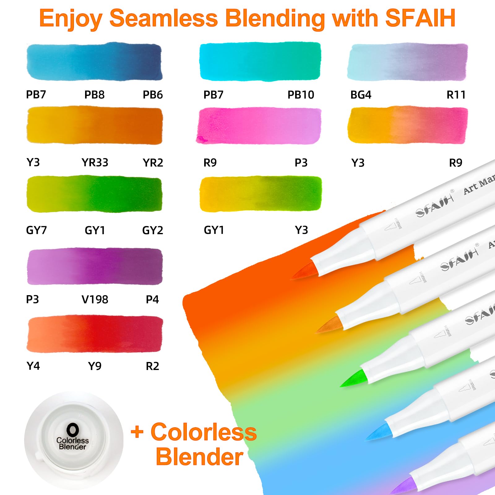 SFAIH Alcohol Markers Brush Tip & Chisel Tip - 49 Colors Double Tipped Art Markers for Adult Coloring Books Illustration, Gifts for Artist Adult - Refillable Alcohol-based Ink