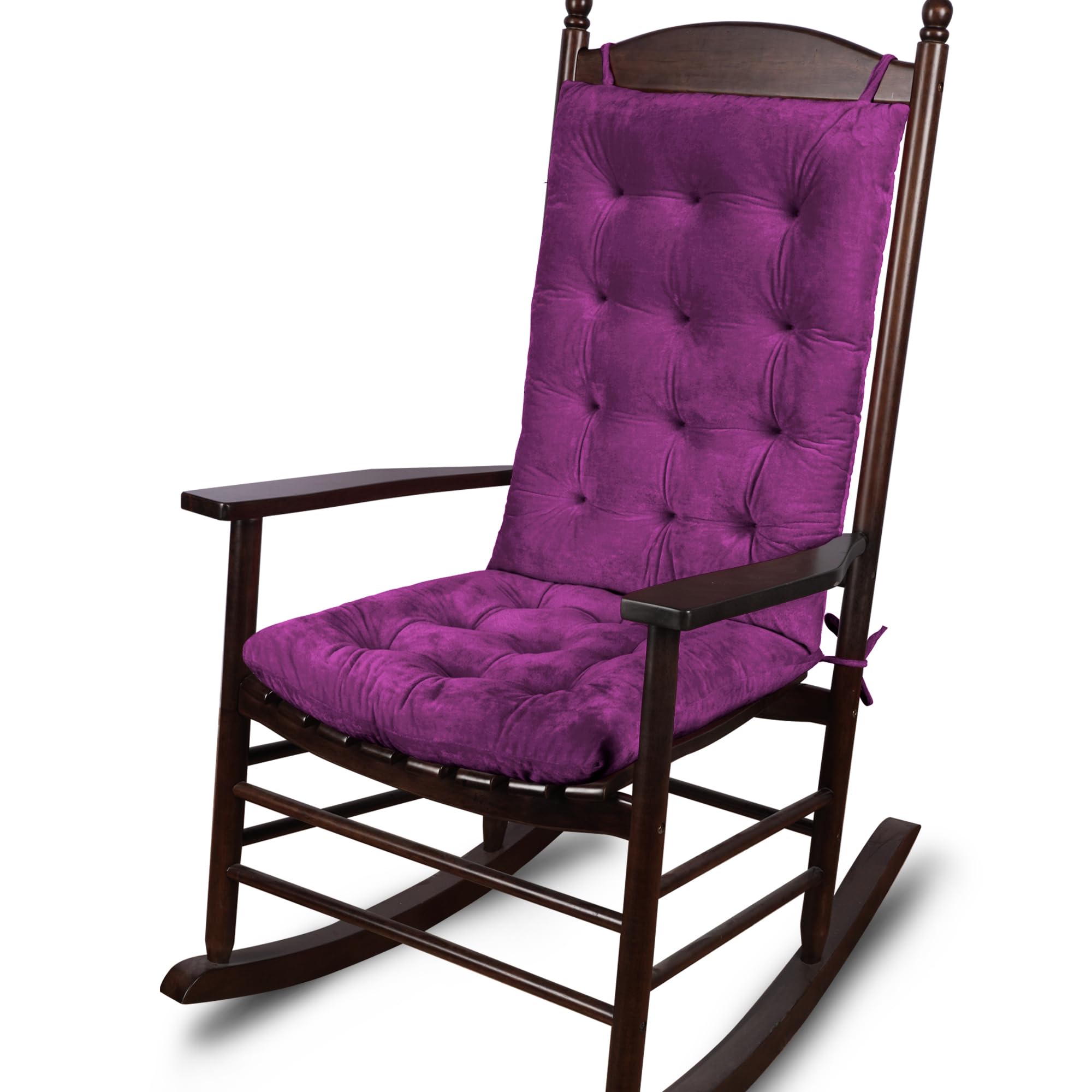 Photo 1 of ELFJOY Rocking Chair Cushion Large Rocking Chair Pads with Ties Premium Tufted High Back and Seat Cushion 2 Piece Set Purple