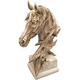 CSjihua 16" Animal Horses Head Bust Table Sculpture Retro Resin Home Decor Statue for Bedroom,Living Room,Dining Desk,Bookshelf,Office,Study and Coffee Tables（Brown）
