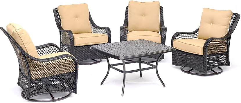 Amazon Com Hanover Orl5pcctsw4 Tan Orleans 5 Piece Patio Chat